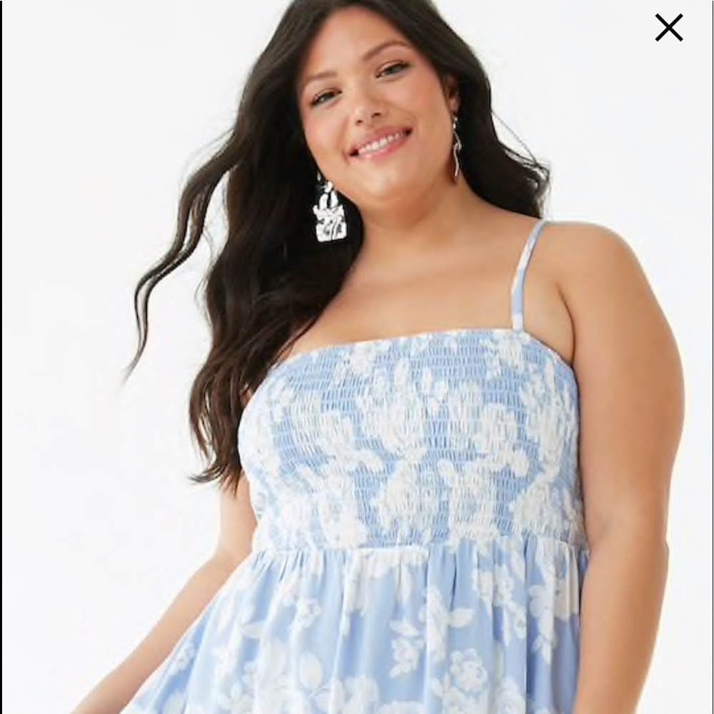 Plus Size Smoked Floral Print Dress